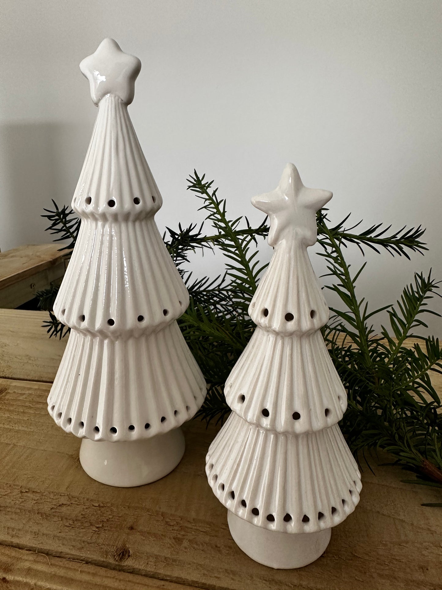 Light Up Ceramic Christmas Tree x2