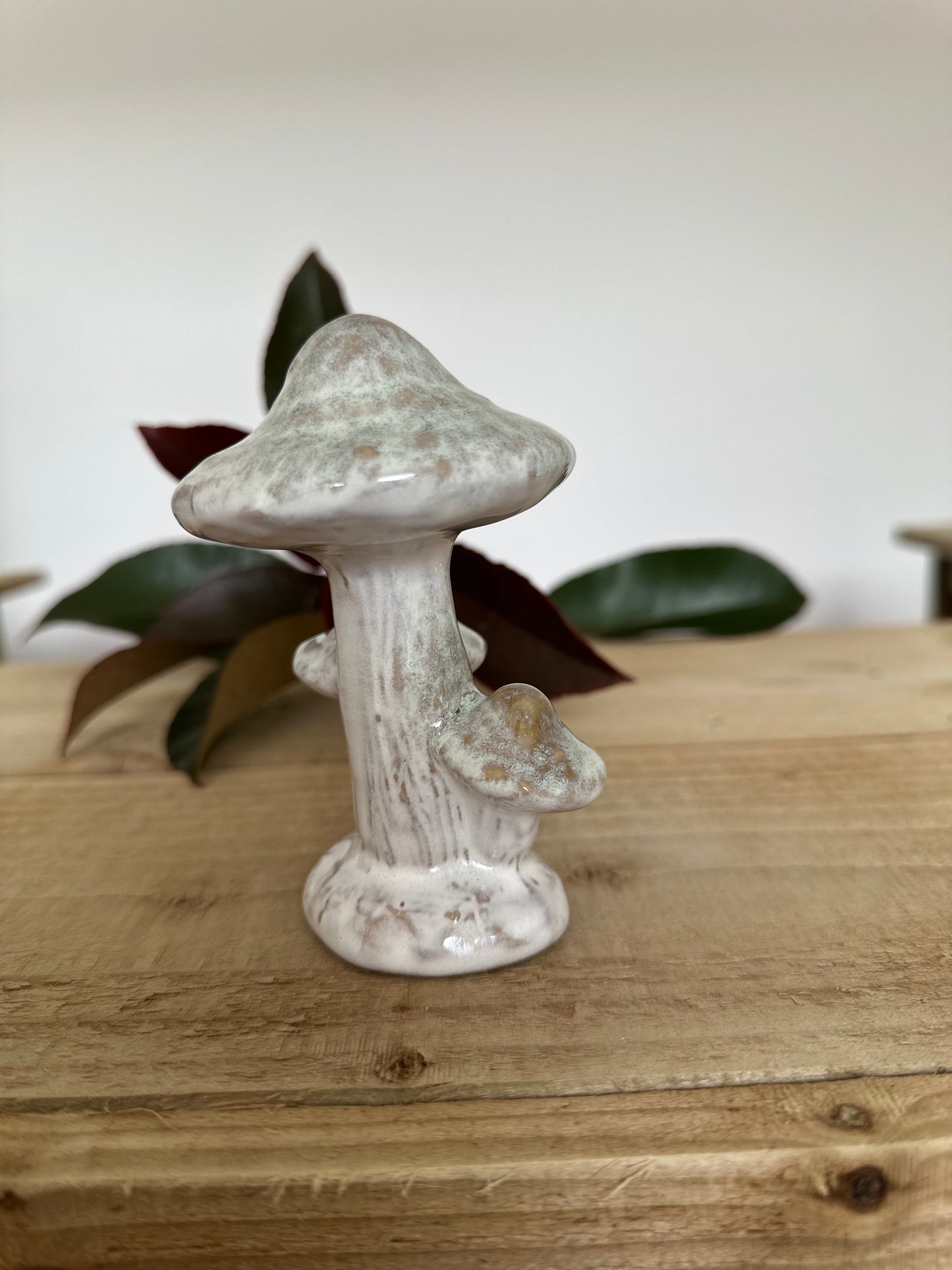 Rustic Modern Glazed Ceramic Toadstool Ornament