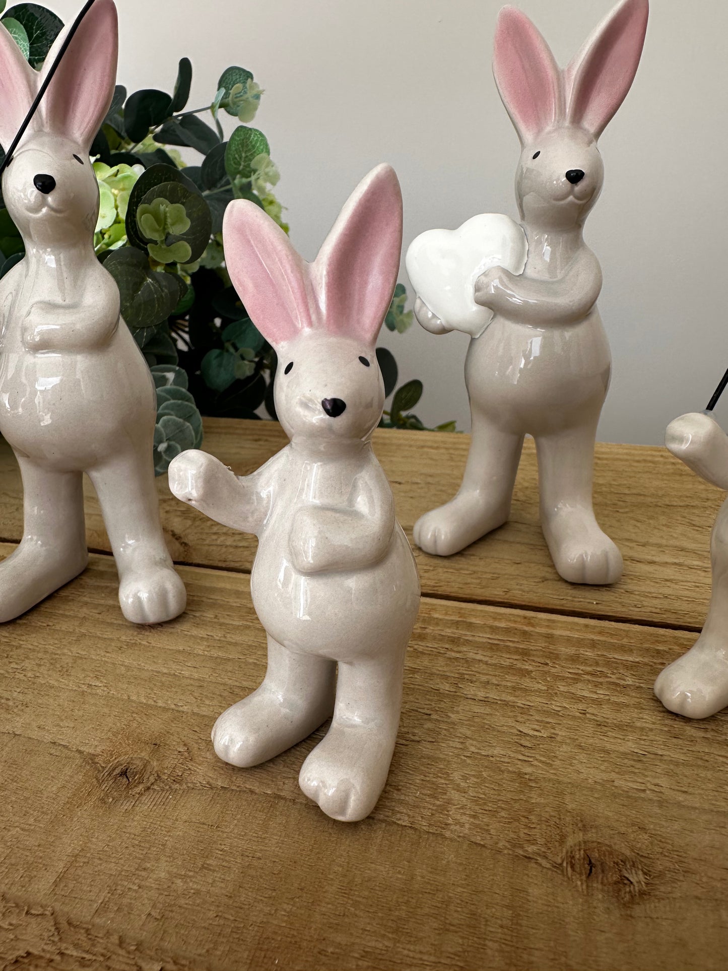 Family of 5 Ceramic Rabbit Ornaments