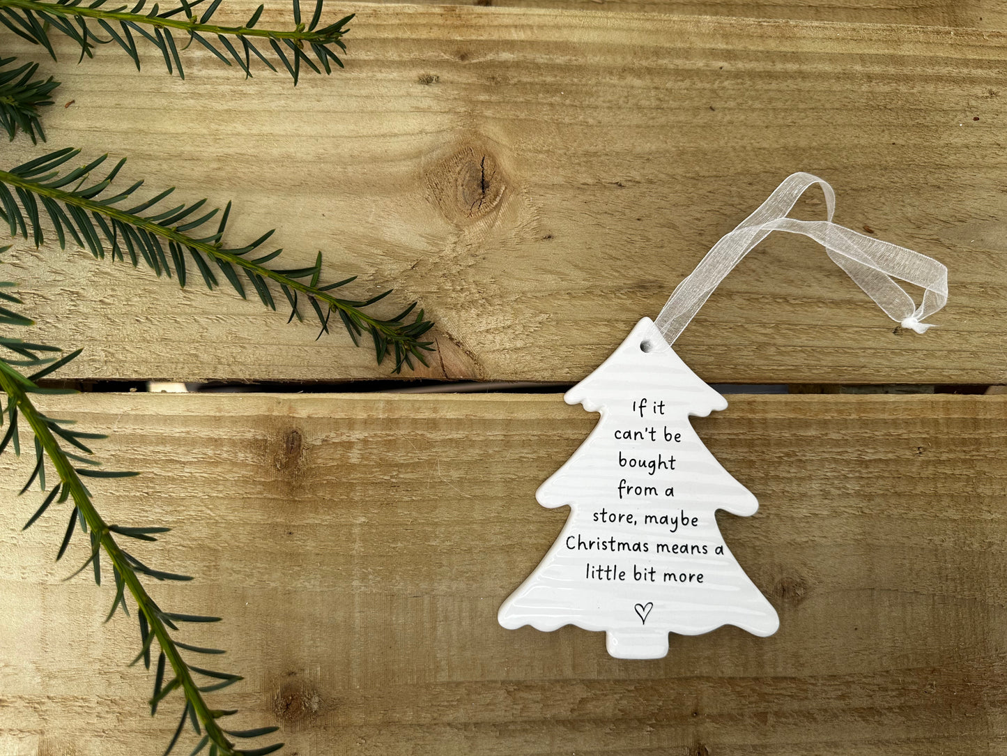 Ceramic Christmas Tree Hanging Plaque - 'Christmas Means a Little Bit More'