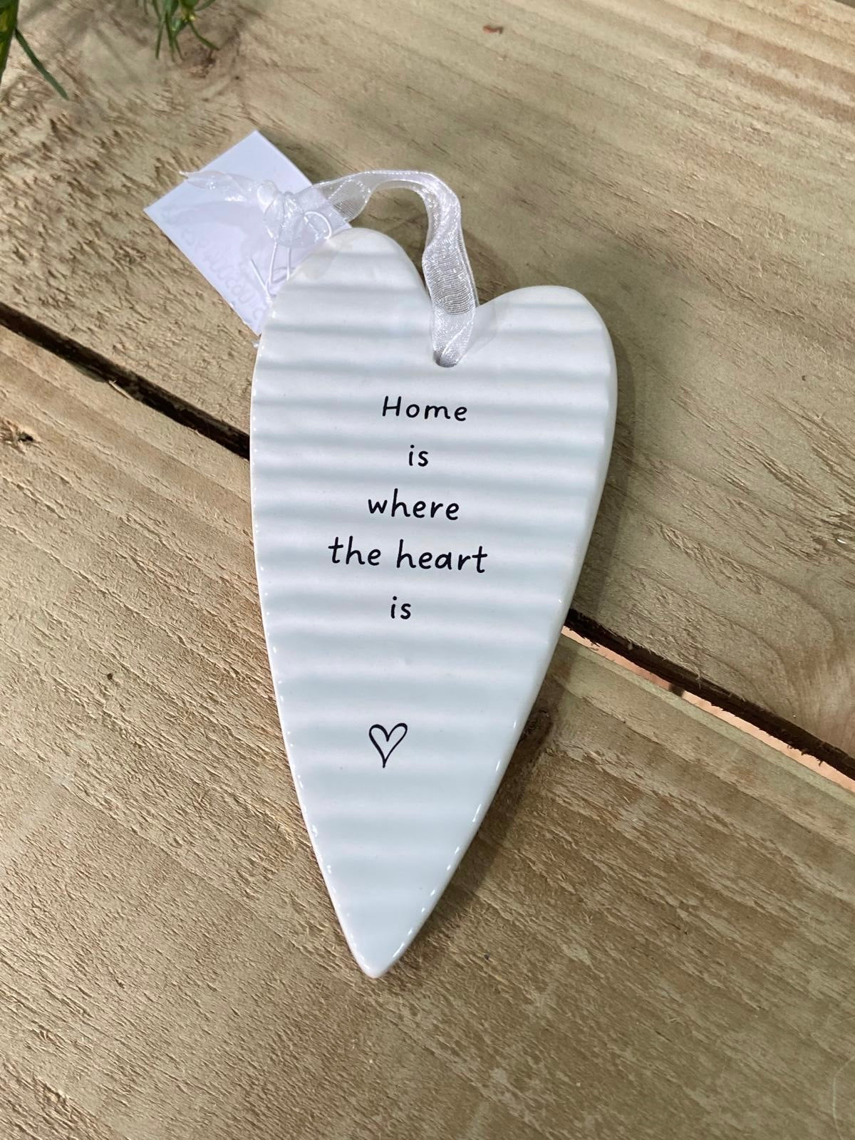 Ceramic Heart Plaque - 'Home is where the heart is'