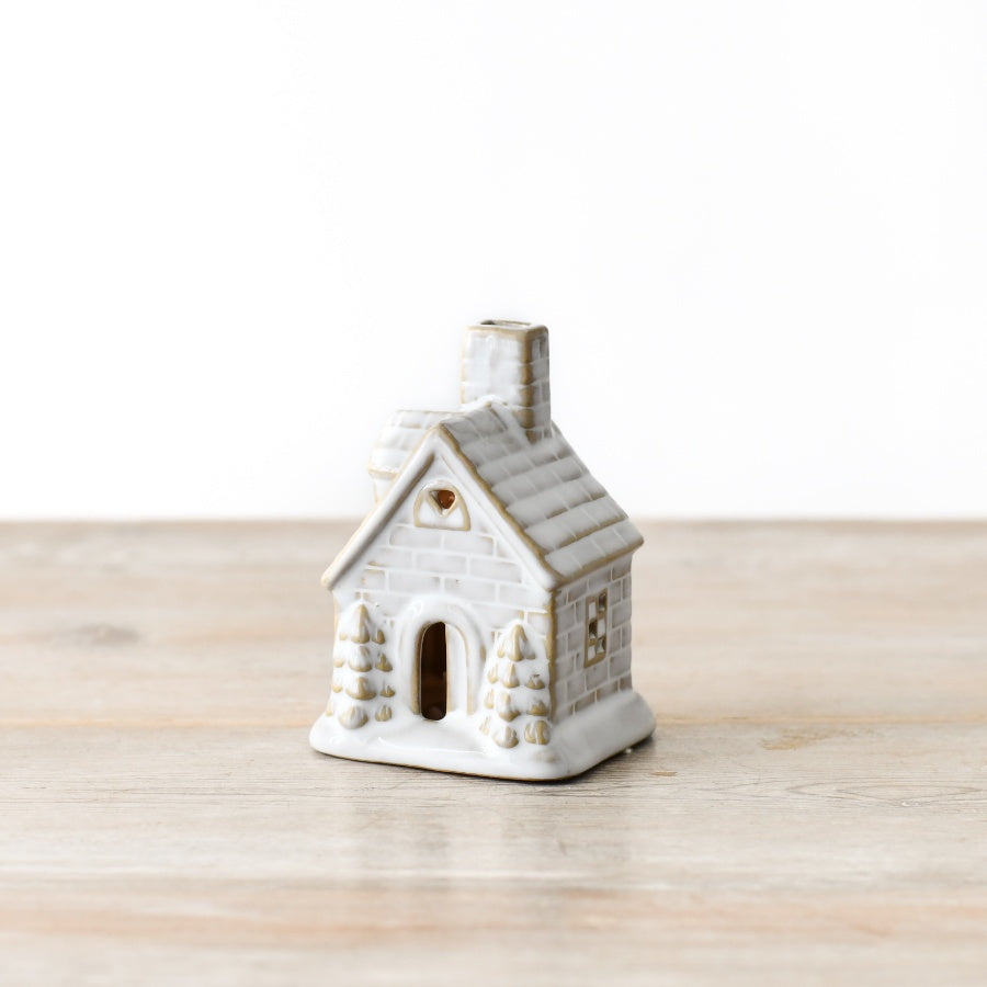 Reactive Glaze LED Christmas Houses - Set of 2