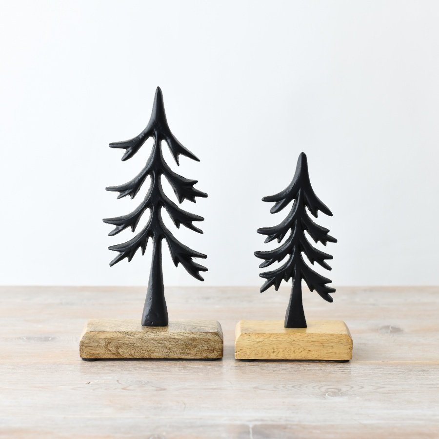 Woodland Christmas Tree in Black - Set of 2