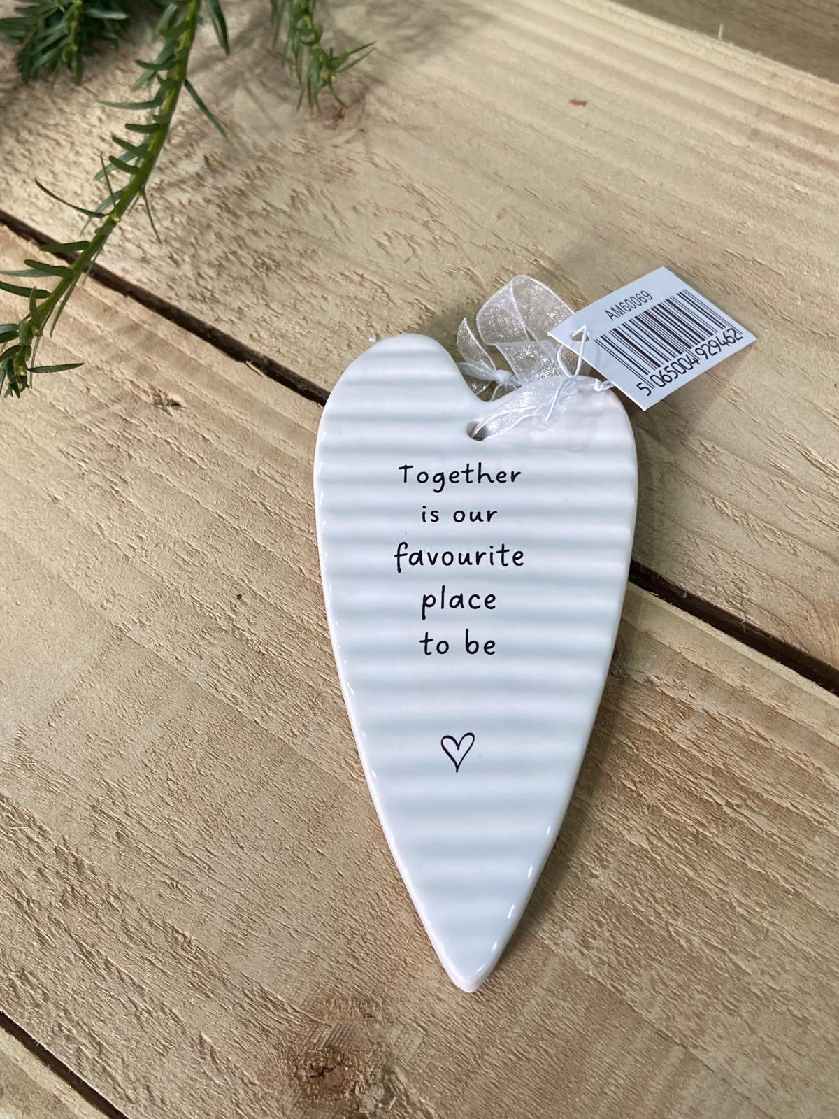 Ceramic Heart Plaque - 'Together is our favourite'