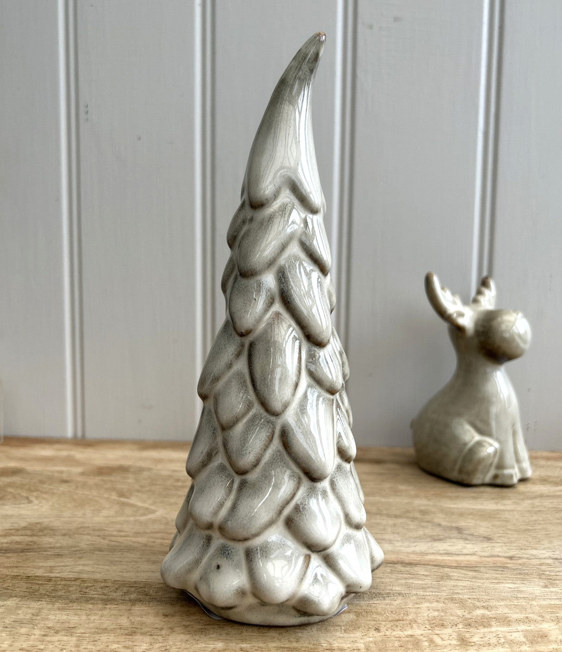 Ceramic Christmas Tree Ornament with Reactive White Glaze