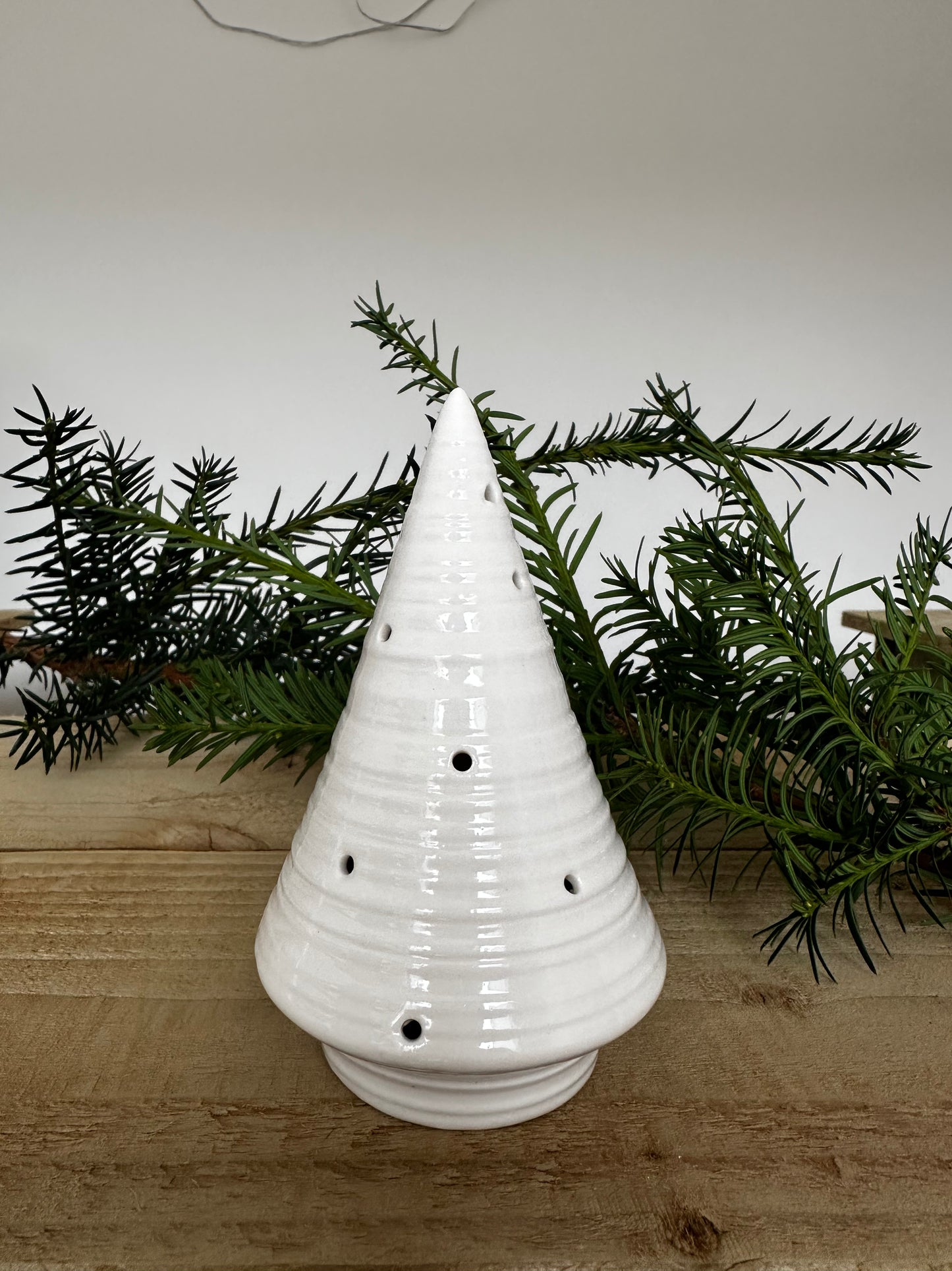 Light Up Ceramic Christmas Tree x2 (Santa Face & Ribbed Tree)