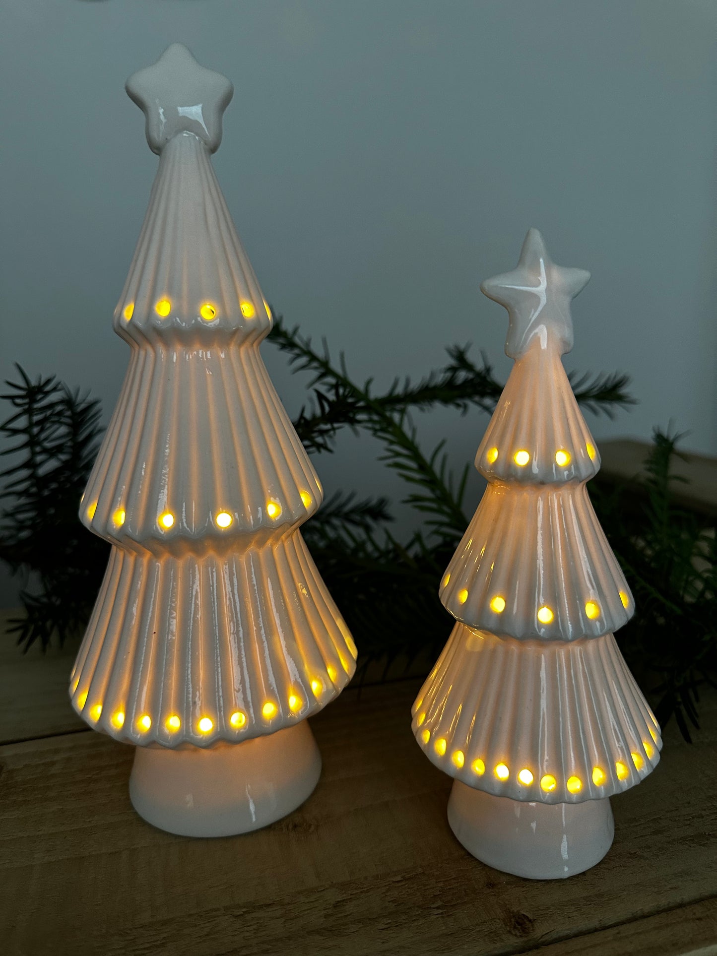 Light Up Ceramic Christmas Tree x2