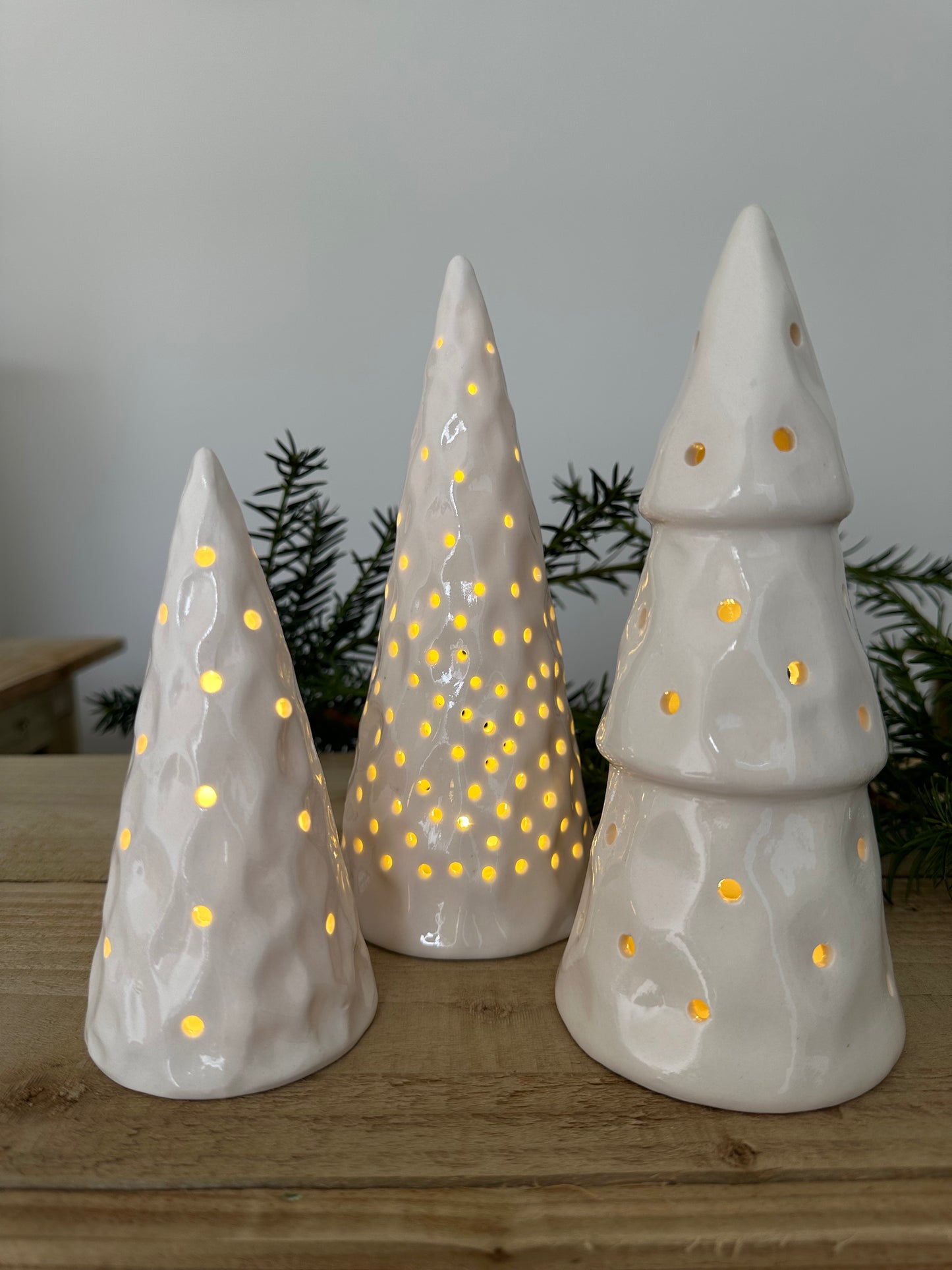 Light Up Ceramic Christmas Tree x3