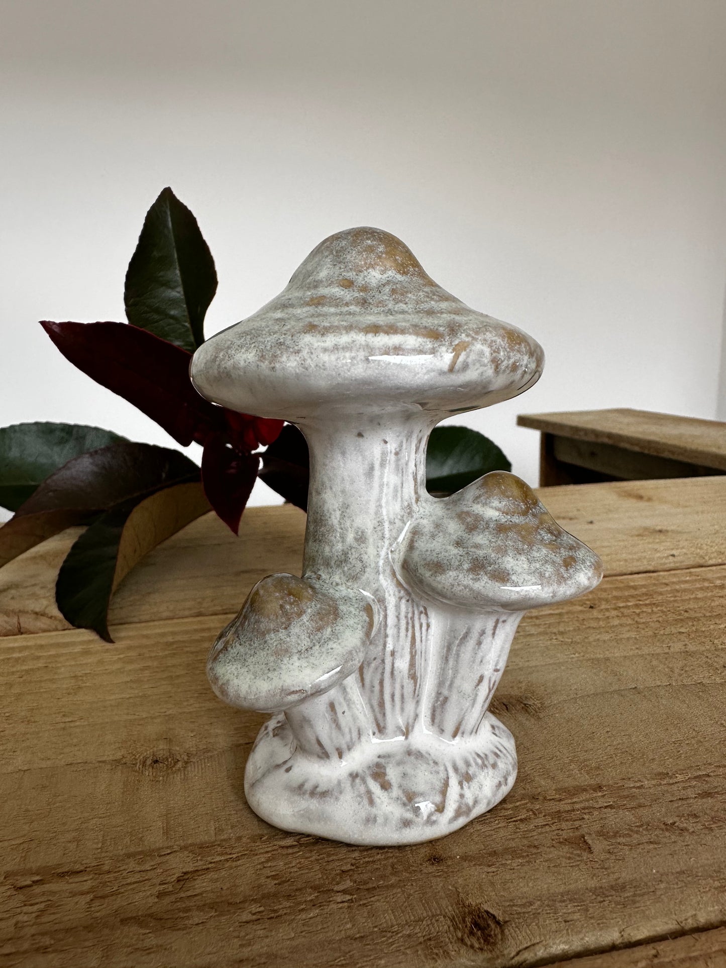 Rustic Modern Glazed Ceramic Toadstool Ornament