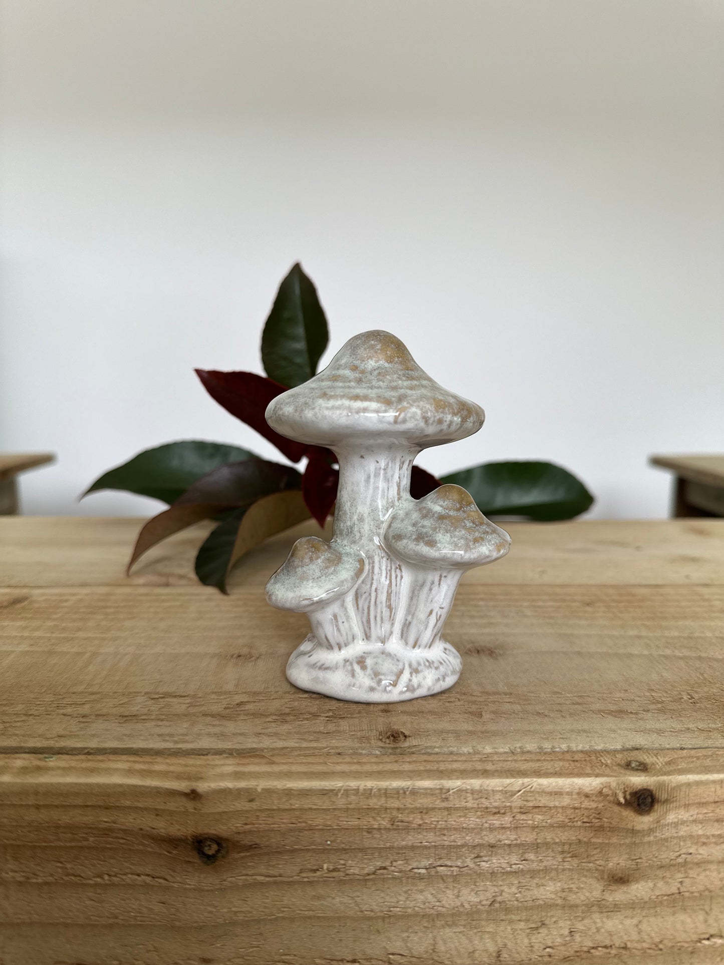 Rustic Modern Glazed Ceramic Toadstool Ornament
