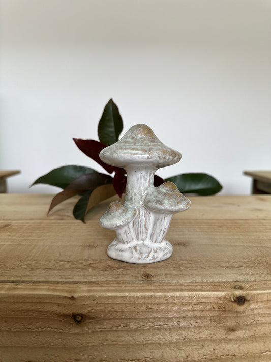 Rustic Modern Glazed Ceramic Toadstool Ornament