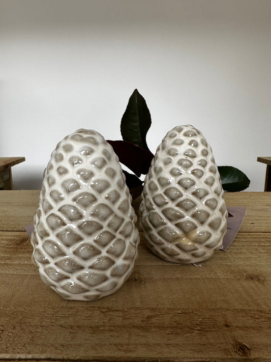 Ceramic Pinecone Decor x2
