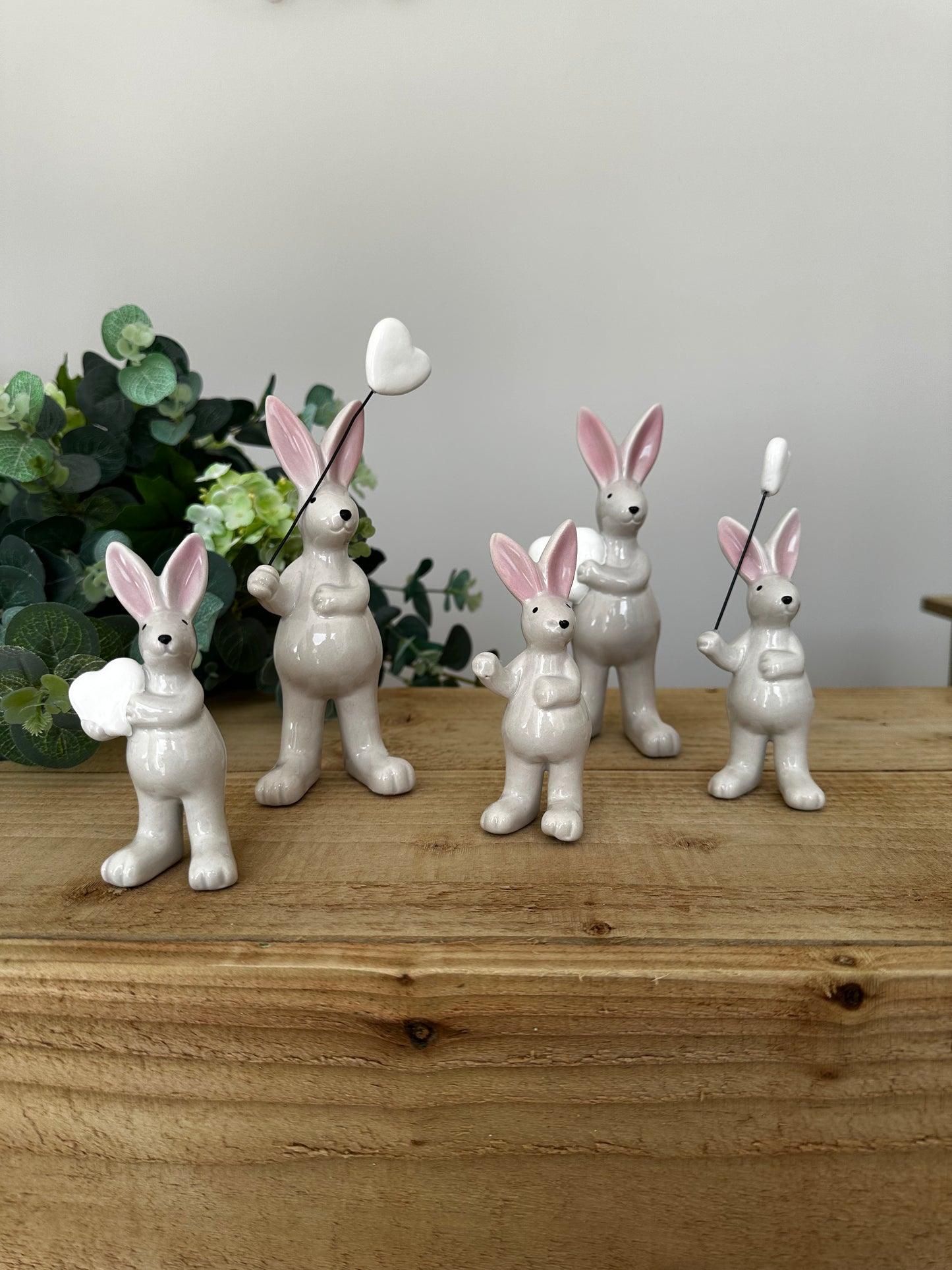 Family of 5 Ceramic Rabbit Ornaments