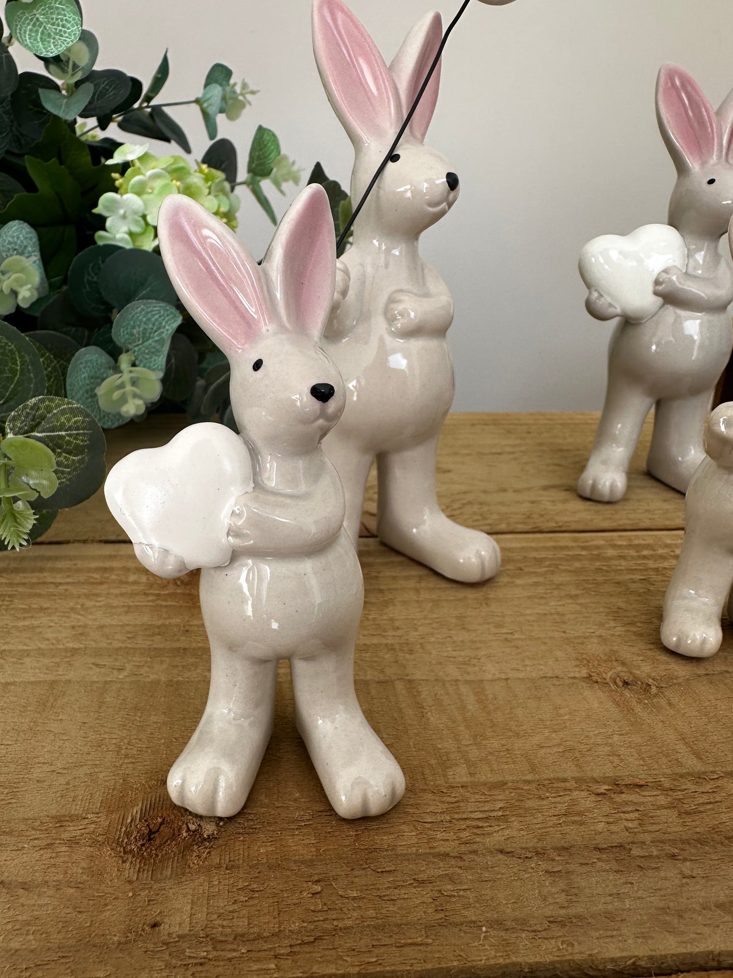 Family of 5 Ceramic Rabbit Ornaments