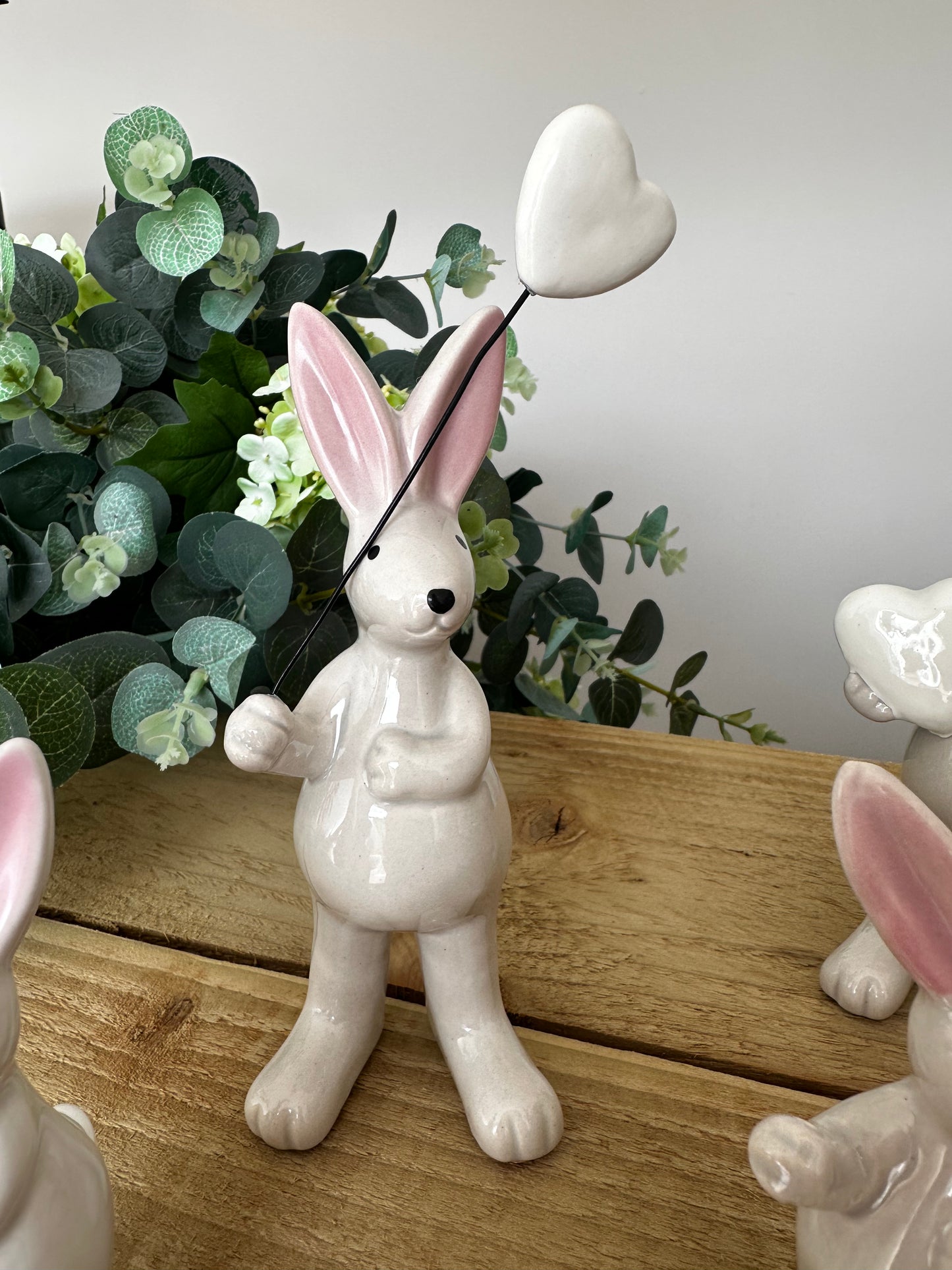 Family of 5 Ceramic Rabbit Ornaments