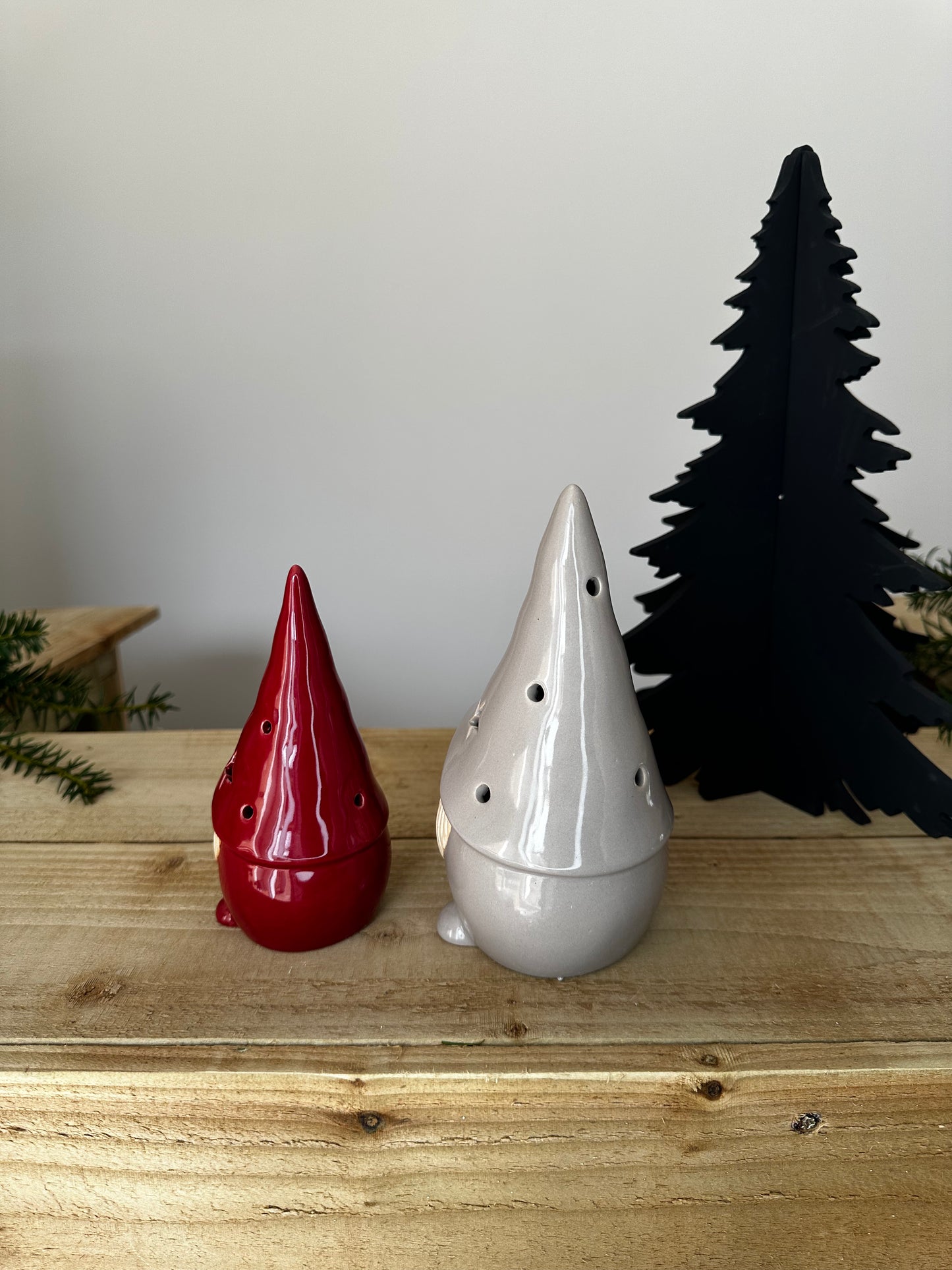 Grey & Red LED Light-up Christmas Gonk Set