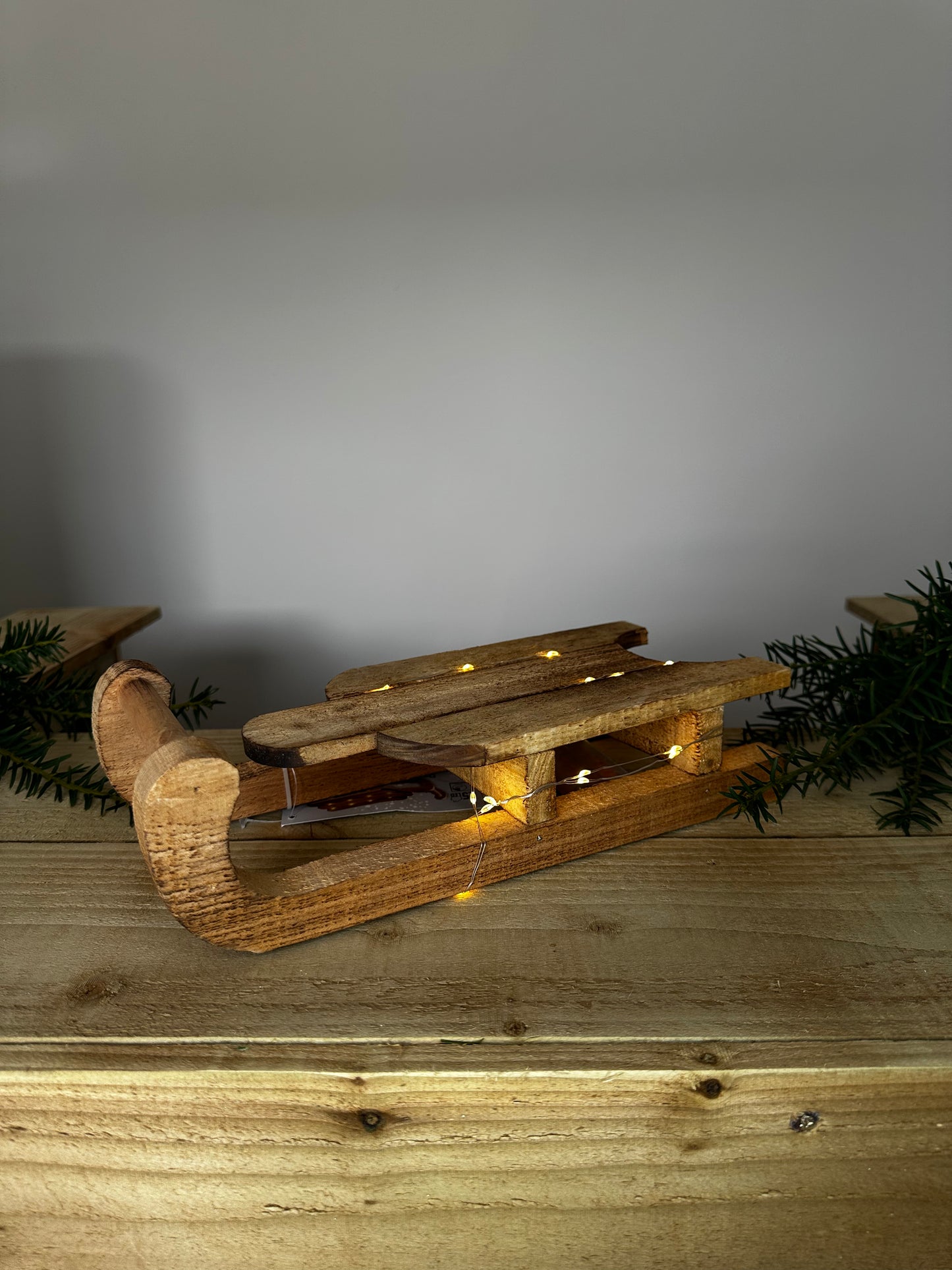 Christmas Wooden Sleigh with LED Lights