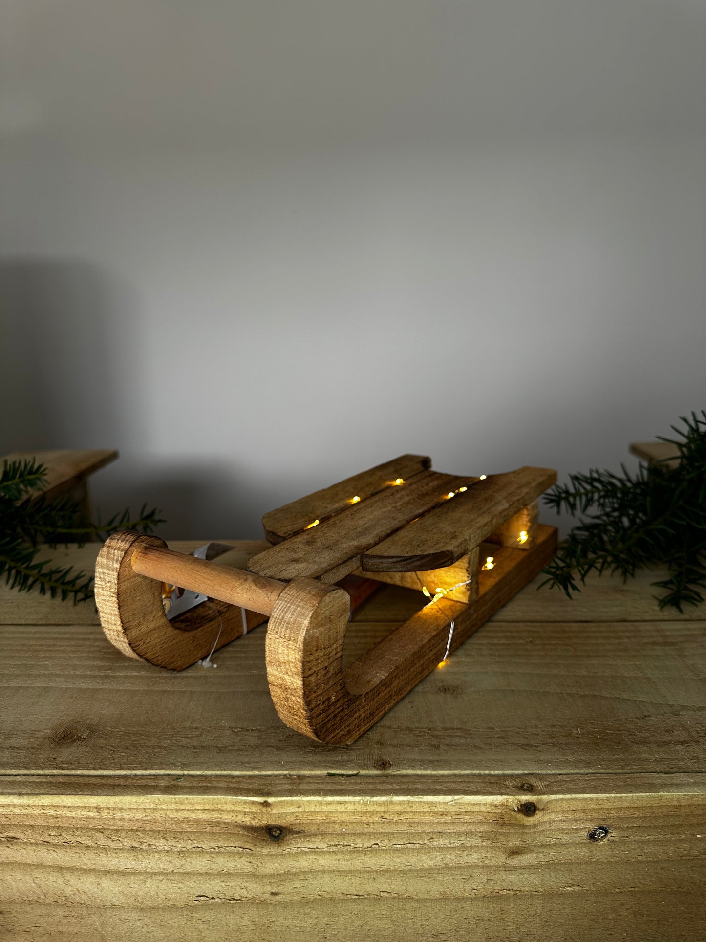 Christmas Wooden Sleigh with LED Lights