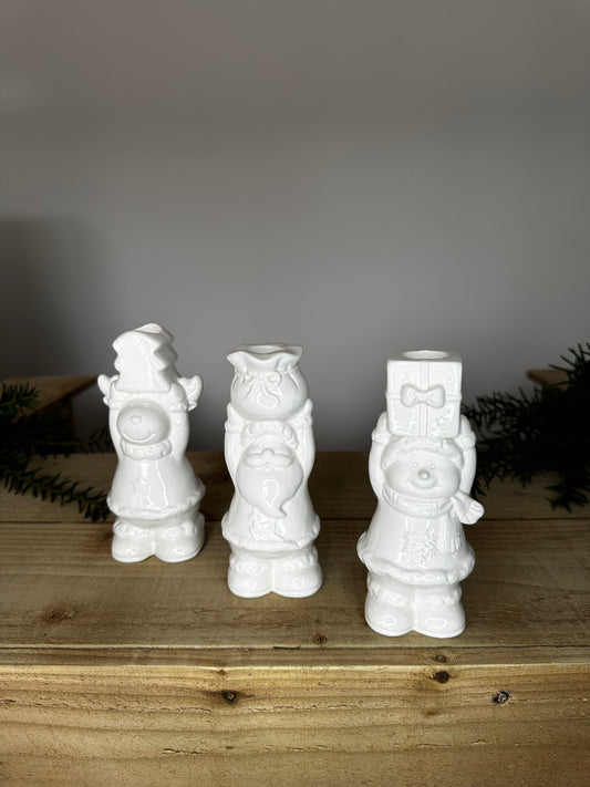 Ceramic Character Tapered Dinner Candle Holders (Set of 3)