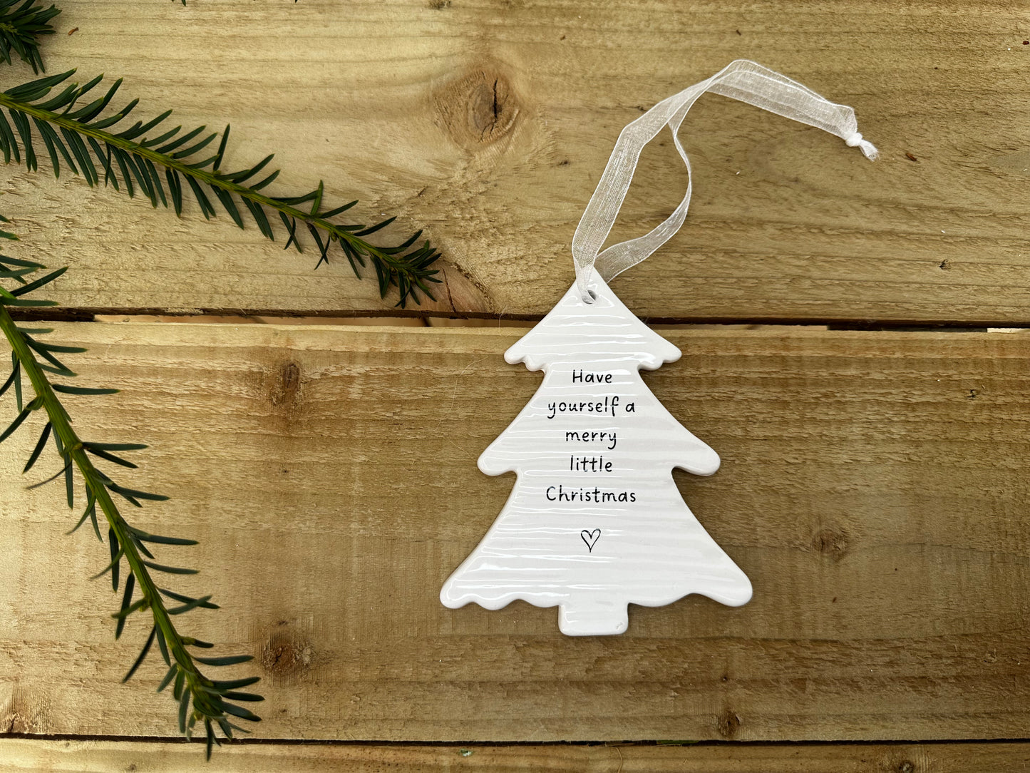 Ceramic Christmas Tree Hanging Plaque - 'Have Yourself a Merry Little Christmas'