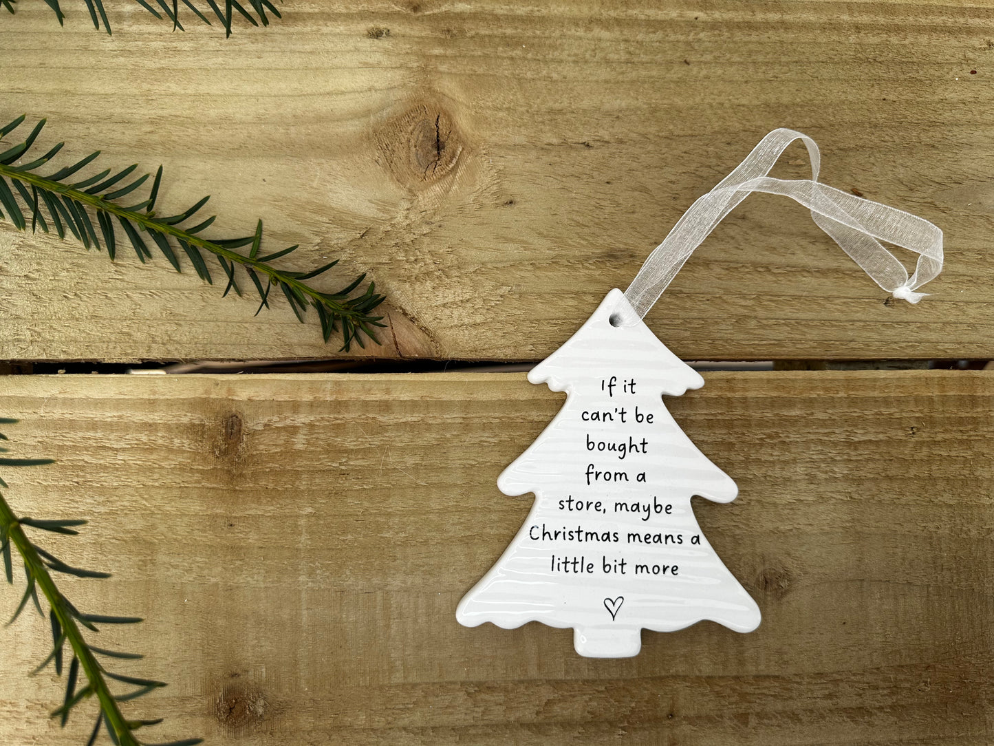 Ceramic Christmas Tree Hanging Plaque - 'Christmas Means a Little Bit More'