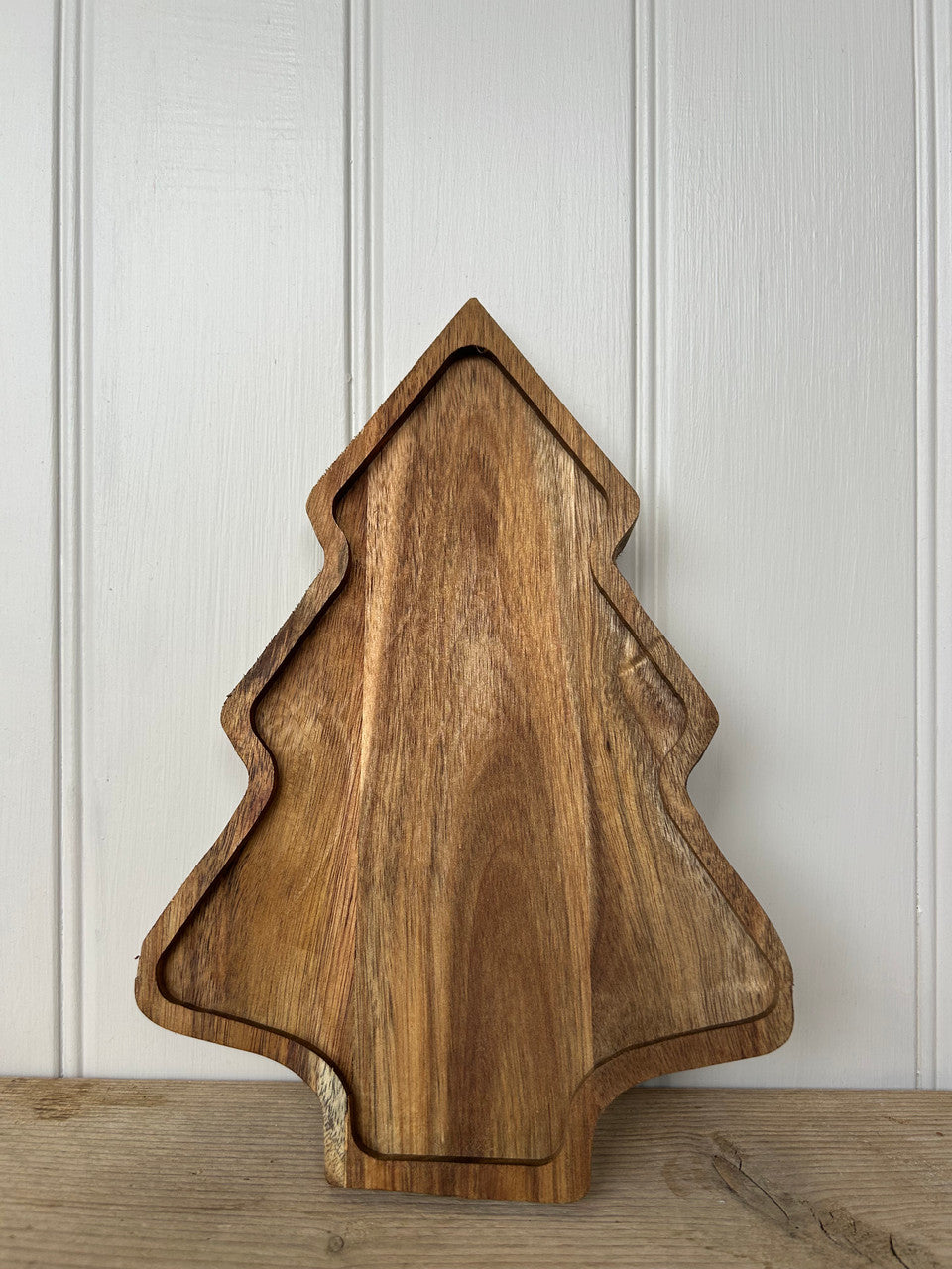 Wooden Christmas Tree-Shaped Tray